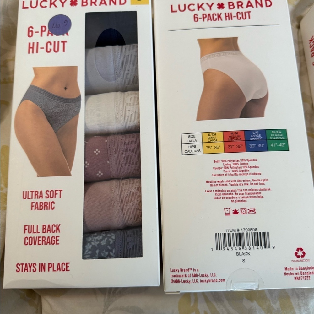 Lucky Brand 6-Pack Hi-Cut Panties Sz -S - Picture 9 of 10